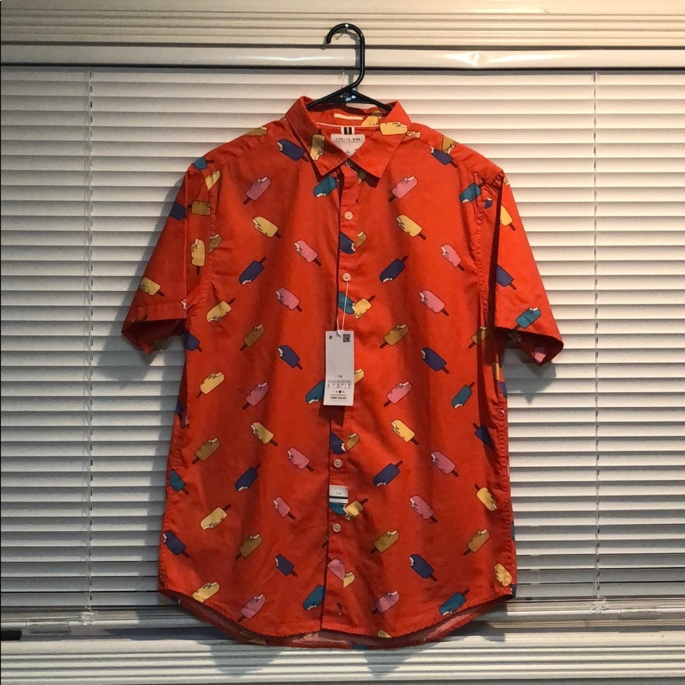 Cactus Man Orange Popsicle Button Down Shirt